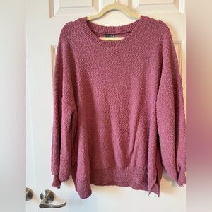 ARULA Textured Pink Crew Neck Sweater